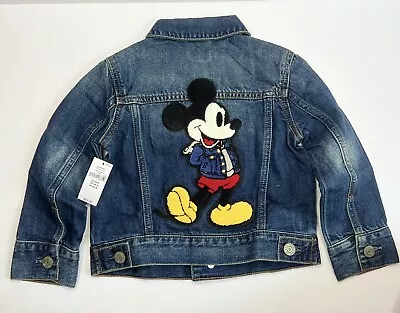 Gap Disney Mickey Mouse Toddlers Kids Icon Denim Jacket Boys Girls Blue Jean 3T • $50