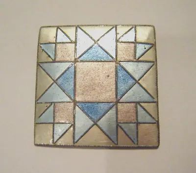 Vintage Geometric Enamel Sterling Silver Pastel Kaleidoscope Square Pin Zarah • $40