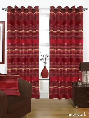 Red Burgundy THICK HEAVY Lined EYELET Curtains 3 Sizes • £84.99