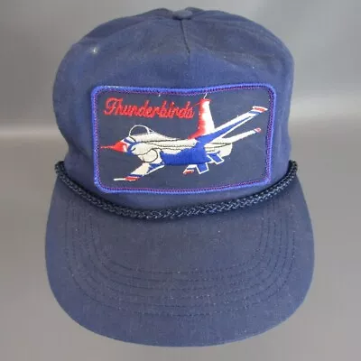 Vintage Thunderbirds Strapback Hat USAF Adjustable Cap U.S Air Force Plane Patch • $8.41