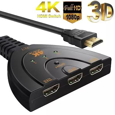 4K X 2K HDMI Switch 1.4b 4K Switcher HDMI Splitter 3 In 1 Out Port Hub • $5.99
