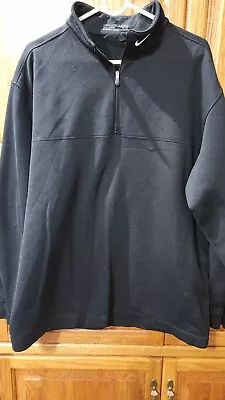 NIKE FIT THERMA GOLF Sweatshirt Pullover L/G/G Black SWOOSH Mock Turtleneck • $13.90