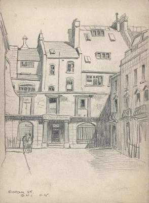 SUFFOLK STREET LONDON Pencil Drawing C1950 • £30