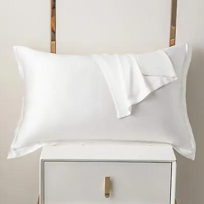 100% Pure Mulberry Silk On Both Sides 19 Momme Silk Pillow Case Ivory White • £25.99