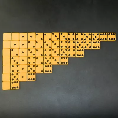 $90 • Buy Double Six Dominoes Game Puremco #616 Standard Set Of 28 Bakelite Butterscotch
