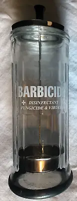 VINTAGE BARBICIDE Glass Disinfectant Barber Beauty Shop Comb Jar KING RESEARCH • $16.99