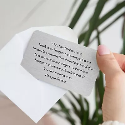 £3.99 • Buy I Love You More Metal Wallet Card Keepsake Valentines Wedding Gift Husband Wife