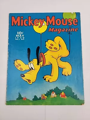 Mickey Mouse Magazine Vol. 5 #8 Walt Disney Productions 1940 Golden Age Pluto • $125