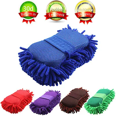 Car Auto Hand Wash Towel Microfiber Washing Gloves Coral Sponge Cleaning Tool • $6.49