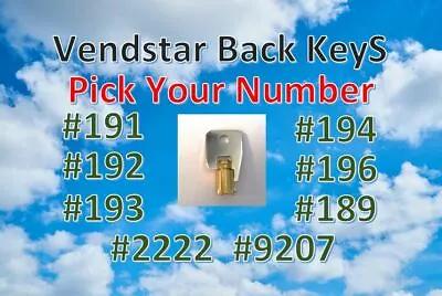 Vendstar 3000 4000 6000 Candy Machines Keys For Vending YOUR PICK Back Key • $13.99