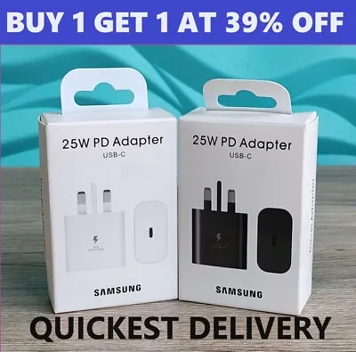 £7.99 • Buy Genuine 25W Super Fast Type C Charger Plug Cable Samsung Galaxy S20 S21 S22