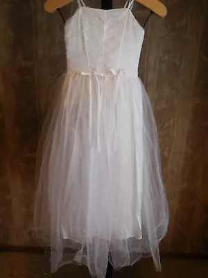 B10 GIRLS LONG WHITE DRESS TULLE COMMUNION PAGENT WEDDING JESSICA McCLINTOCK 10 • £31.37