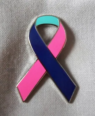 ***NEW***  Thyroid Cancer Awareness Ribbon Enamel Badge / Brooch. Charity. • £2.99