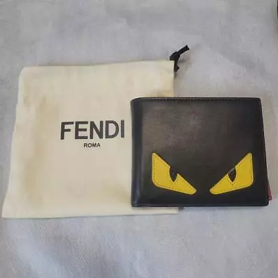 Fendi Monster Bifold Wallet Bug's Eye Black Red Yellow With Bag • $288