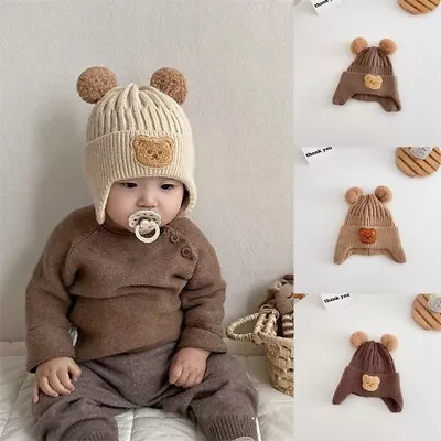 Baby Hats Double Pom Pom Bobble Beanie Cap Boy Girls Knitted Warm Winter 0M-12M • £4.16