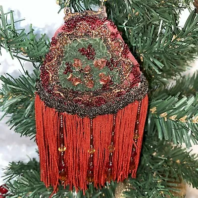 Vintage Victorian Style Decorative Multi Colored Beaded Purse Christmas Ornament • $15.99
