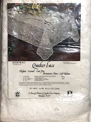 VTG. NIP  Quaker Lace Table Cloth. 64  X 84  Oblong. Natural White. Unopened • $27.25