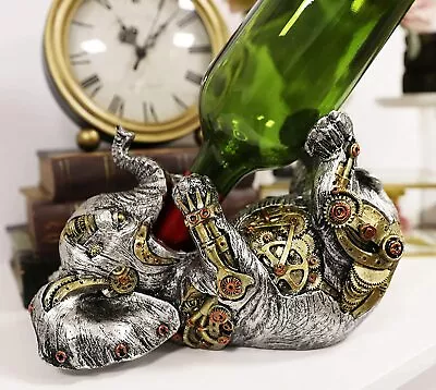 Ebros Steampunk Elephant Wine Bottle Holder Figurine 9  L With Painted Gearwork • $31.99