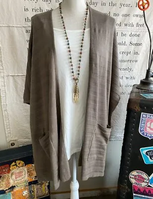 MarlaWynne Olive Grey Green Ribbed Stitch Oversized Cardigan M New Marla Wynne • $39.95