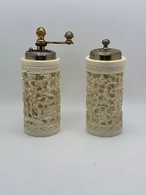 Vintage Italian Carved Composite Salt And Pepper Mill About Mid Century • $22.50