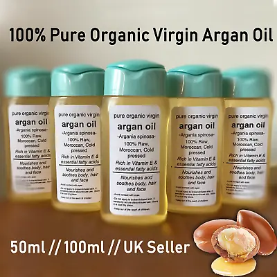 £8.99 • Buy 100% Pure Organic Moroccan Virgin Argan Oil Cold Pressed 50ml 100ml Beauty Skin