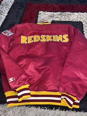 Vintage Washington Redskins Satin Starter Jacket Spellout Double Logos L NFL • $178.99