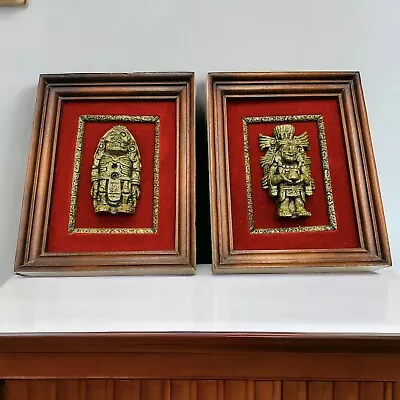 Original Zarebski Framed Sculptures Mayan Made In Mexico 9” X 7” Vintage • $71.99