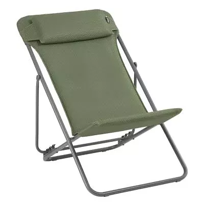 Lafuma Maxi Transat Plus Deck Chair LFM5217 Be Comfort Dark Grey Olive Green • £125.99