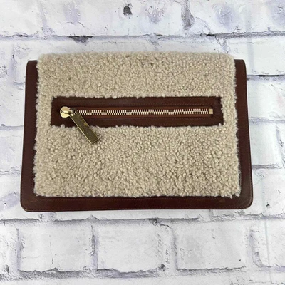 £62.91 • Buy MICHAEL KORS Leather And Shearling Clutch IPad Case Brown Purse Bag 11.5 X 8
