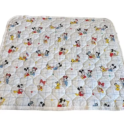 Vintage Dundee Disney Baby Quilted Crib Blanket Minnie Mickey Mouse Donald Daisy • $29.99