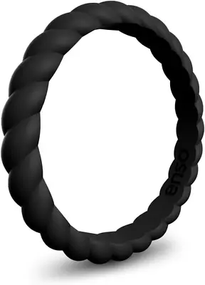 Stackable Braided Silicone Wedding Ring – Hypoallergenic Unisex Stackable Weddin • $23.53