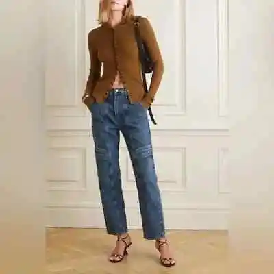 AGOLDE COOPER Cargo Jeans High Rise Straight Leg 100% Organic Cotton 24 EUC MINT • $95