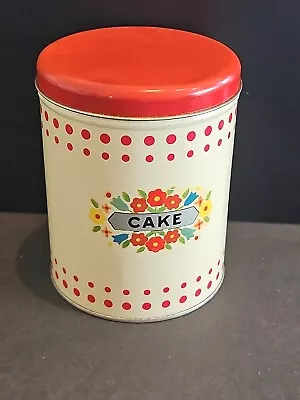 VINTAGE CAKE 1960’s KITCHEN EMPTY CANISTER TIN ADORABLE AND EXCELLENT CONDITION  • $19.99