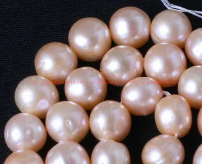 Natural 8-9mm Pink Freshwater Cultured Nearly Round Pearl Loose Beads 15'' • £16.79