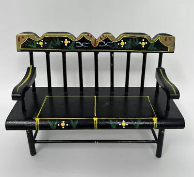 Vintage Shackman Dollhouse Bench Painted Wood Furniture Tag Pennsylvania Dutch • $55