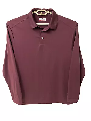 Grand Slam Golf Polo Shirt Men Size L Gray Long Slv  Pullover Burgundy Poly NEW • $25.48