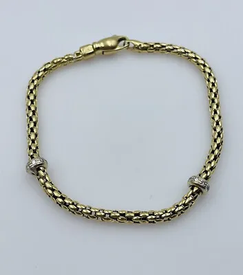 $1200 • Buy FOPE Italy 18k Yellow Gold & Diamond Chain Bracelet