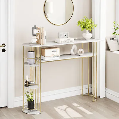 Console Table With Storage And Shelves Sofa Tables Narrow Entryway Table Gold • $85.20