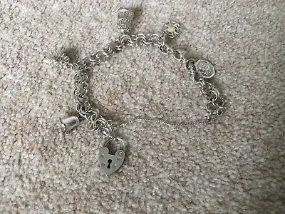 £26.80 • Buy Silver Charm Bracelet With Charms Vintage