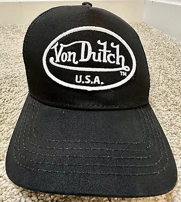 Von Dutch Trucker Hat Cap Adult Size Black Adjustable USA Y2K Embroidered Mesh • $39.99