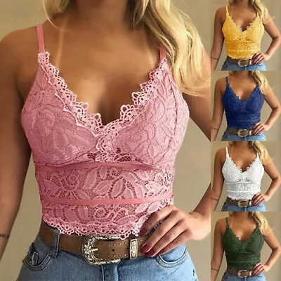 £6.39 • Buy Womens Sexy Lace Vest Bustier Ladies Tops Cami Tank Tops Bralette Bralet Bra