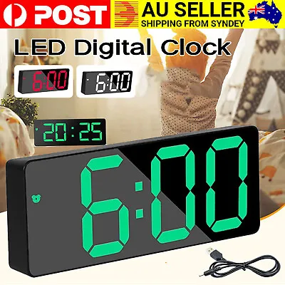 $15.85 • Buy Bedside Digital Clock LED Mirror Display Desk Table Time Alarm Modern Deco White