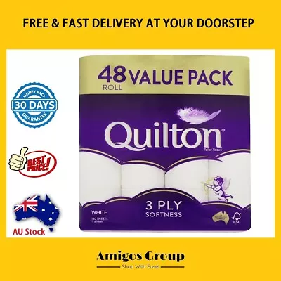 Pack Of 48 Quilton Toilet Paper Tissue Rolls 3-Ply 180 Sheet • $26.99