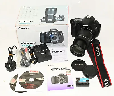 Canon EOS 60D Digital SLR +Canon 18-135mm IS Lens + 64GB Memory. Shutter Only 1% • £275