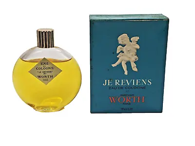 Vintage JE REVIENS Eau De Cologne WORTH 4 Oz Lalique Bottle Authentic / 80% • $49.99