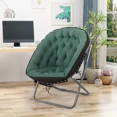 Folding Saucer Chair Oversized Lazy Moon Chair With Metal Frame • $149.49