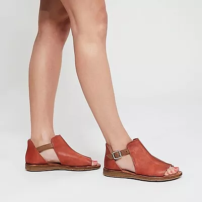 Miz Mooz Found Women's Leather Strappy Sandals Rust Shoes Size 6.5-7 Wide NIB • $50.69