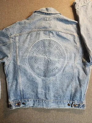 Vintage Union Rubber & Plastic Workers Whoa Denim Jacket Made In USA  Size XL • $80