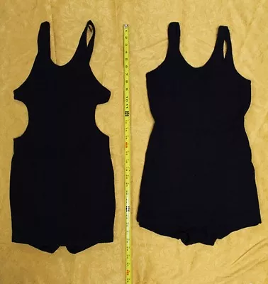 1920s Vintage Bradley Knit Wool Bathing / Swimwear His & Hers Swimsuit Navy Blue • $349.95