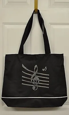 Zippered Music Note Tote Bag Handle Bag Reusable Shopping Bag • $19.99